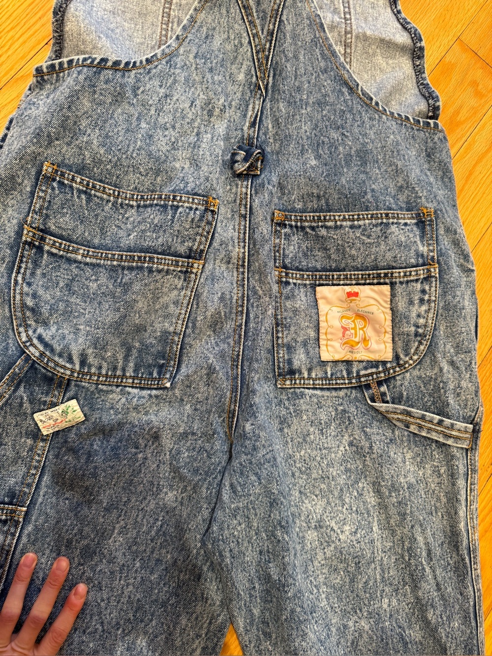vintage 1980s revolt denim patchwork overalls - Picture 5 of 8